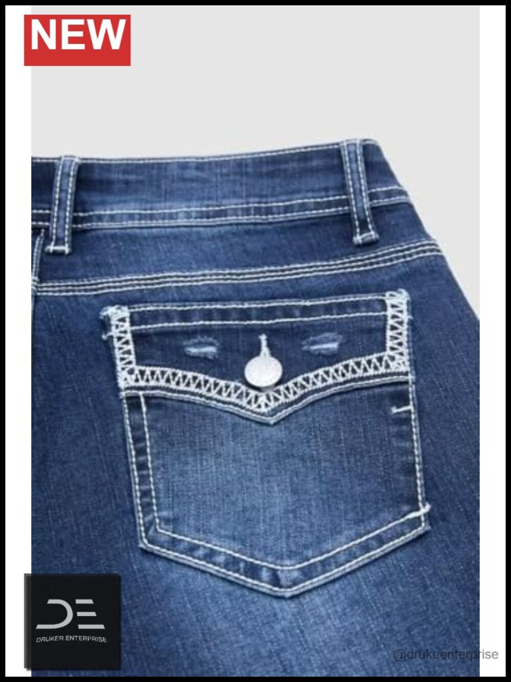 Mid Rise Ripped Curvy Skinny Jeans with Flap Pockets - Picture 5 of 6